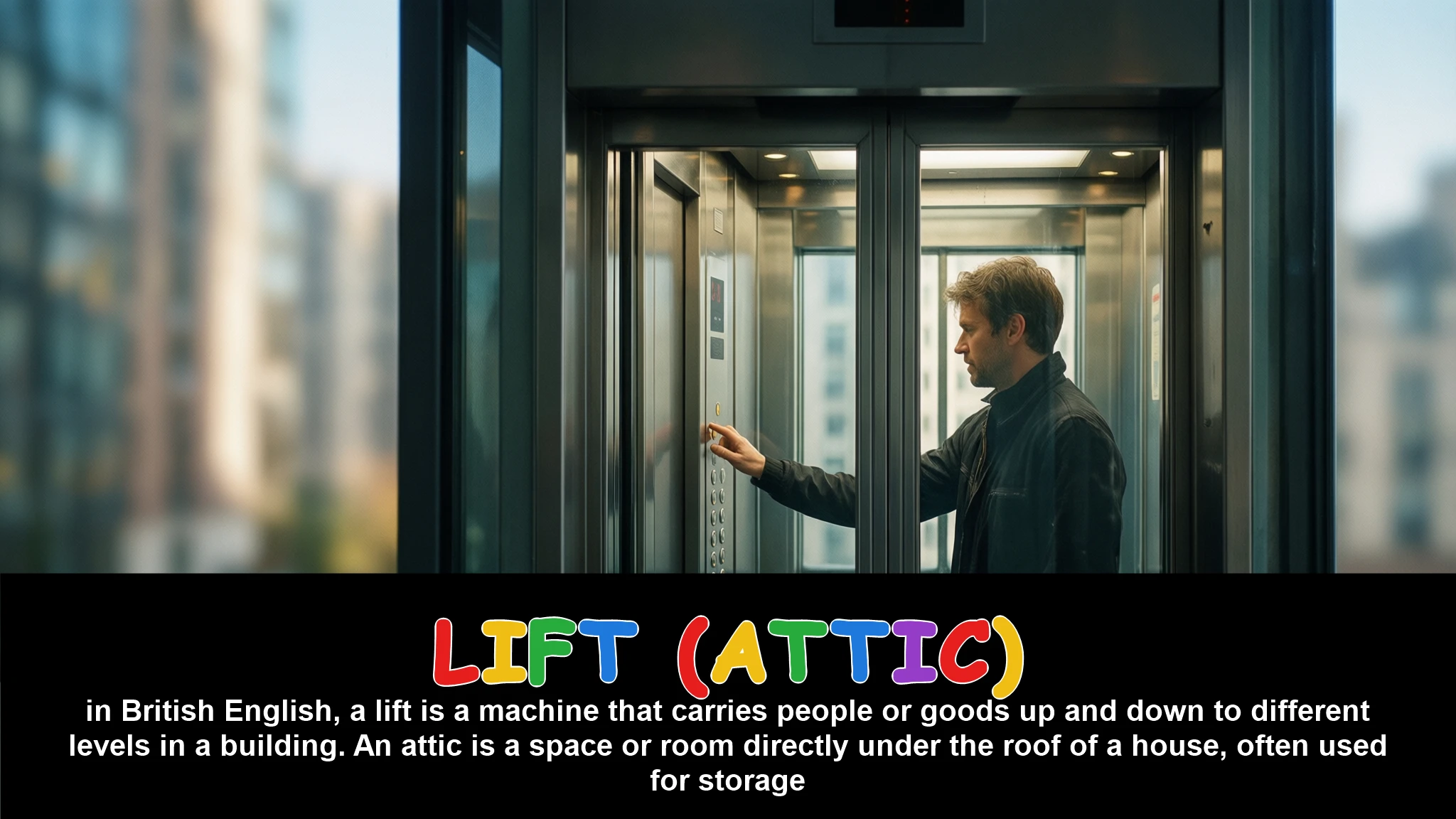 English Illustration for lift (attic)